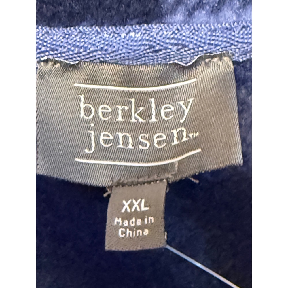 Berkley Jensen Women Plaid Fleece Tunic Quarter Zip Kangaroo Pocket XXL Blue - Picture 4 of 6